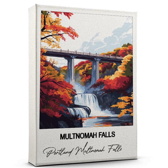 Multnomah Falls Travel Canvas Wall Art Nature-Inspired Travel Decor with Scenic Views Portland Multnomah Falls Canvas Wall Print A Captivating Gift for Adventure Seekers