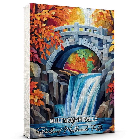 Multnomah Falls Travel Canvas Wall Art Portland Multnomah Falls Canvas Travel-Inspired Scene That Brings Peace, Color, and Culture Into Your Space