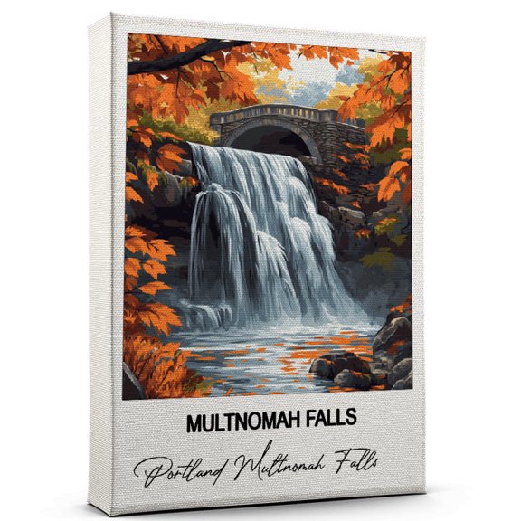 Multnomah Falls Travel Decorative Art Canvas Portland Multnomah Falls Canvas Colorful Travel Wall Decor for Any Room Makes a Thoughtful Gift
