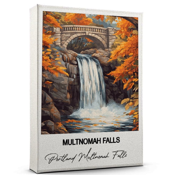 Multnomah Falls Travel Scenic Canvas Wall Art -Portland Multnomah Falls Canvas  Nature-Inspired Print for Bedroom, Living Room, or Office  Travel Gift