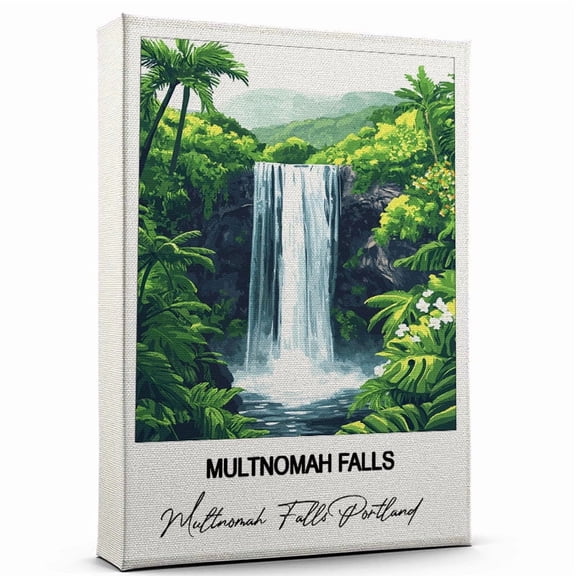 Multnomah Falls Travel Wall Decor Scenic Travel Canvas Print of Multnomah Falls Portland Canvas Beautiful Gift for Home, Office, or Living Space