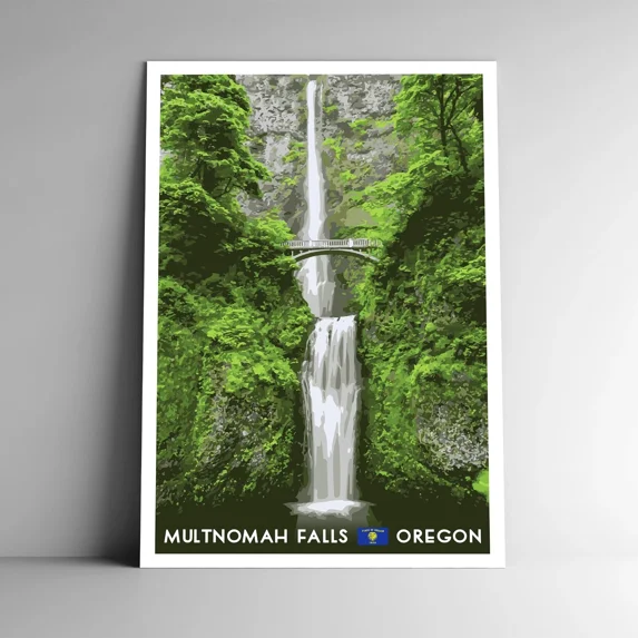 Waterfall Only Multnomah Falls Travel Waterfall USA Office Poster , Poster Print Only ...