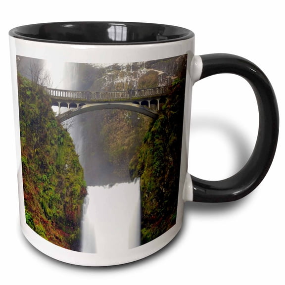3drose, Multnomah Falls, Winter, Guy W. Talbot State Park, Oregon, Usa, 15oz Two-tone Black Mug