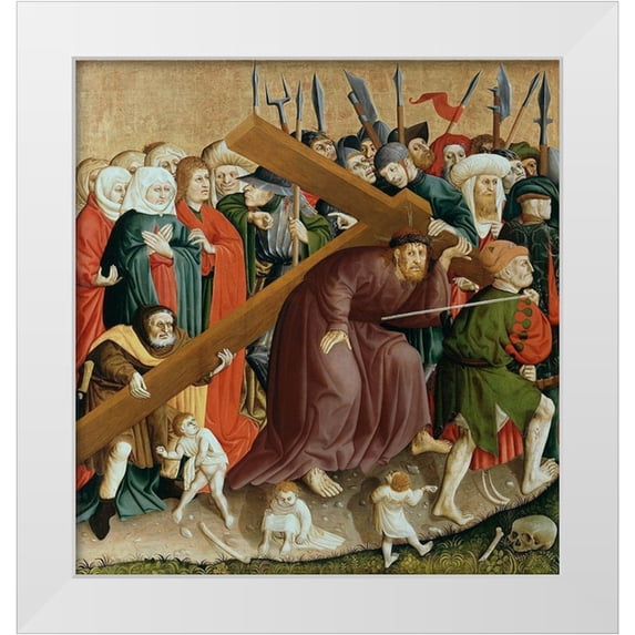 Multscher, Hans 26x27 White Modern Wood Framed Museum Art Print Titled - Jesus Christ Bearing the Cross