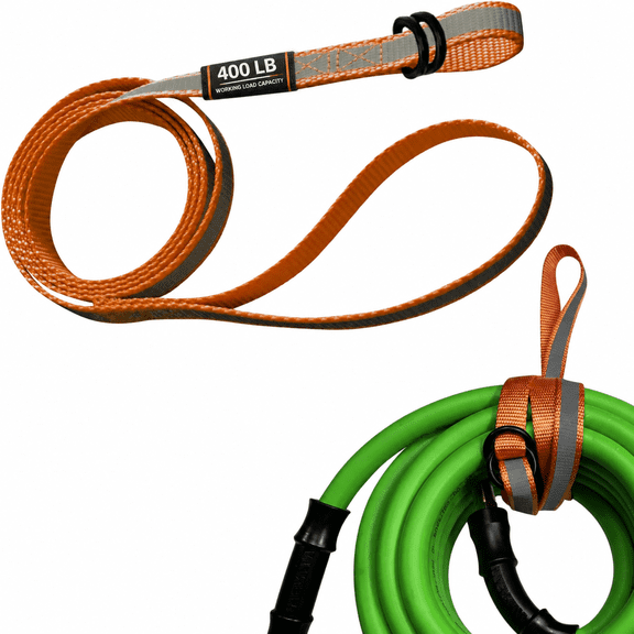 MULTUS Orange Reflective Dual Loop Tie Down Strap for Cargo Truck 4 Foot Polyester Loop Strap