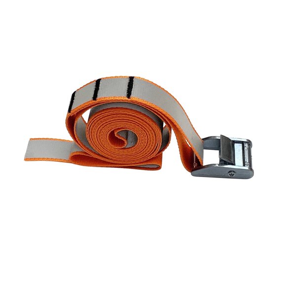 Multus Cam Buckle Tie Down Strap, Orange Reflective, Non-Ratcheting, 9 Foot