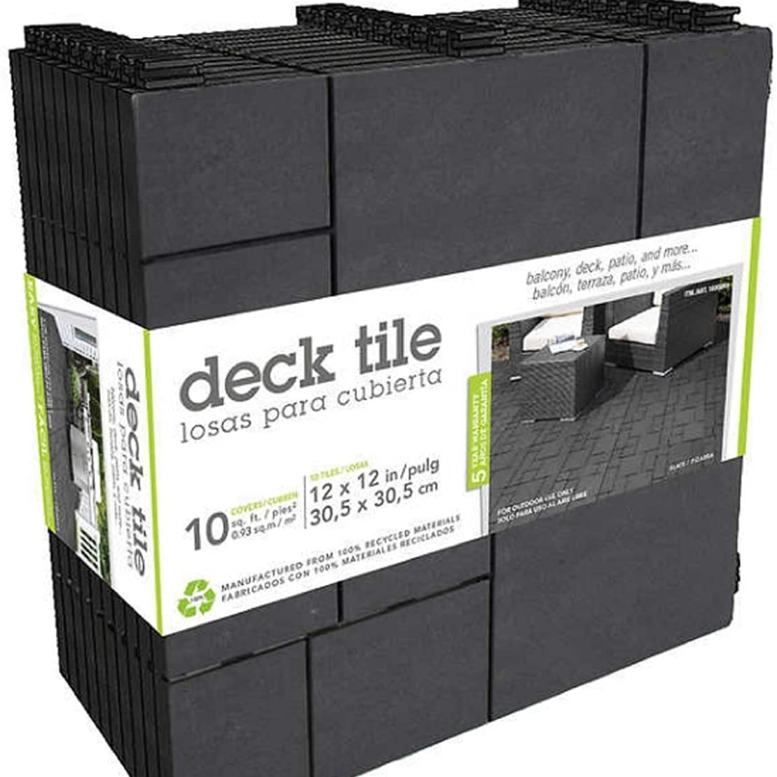 Multy Home Deck Tile 12" x 12" Mosaic, Slate (10 Pack)