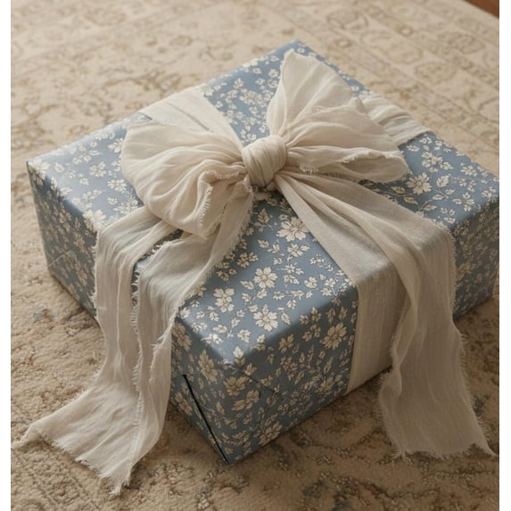 Mum Birthday Gift Wrap Dusty Blue Floral Wrapping Paper Elegant Present ...