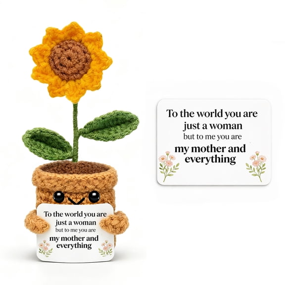 Mum Birthday Gifts - Gifts for Mum from Daughter Son, Presents for Mum Crochet Gift, Mummy Present for Stepmum, Mother-in-law, Godmother (Sunflower) - Clean