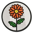 thumbnail image 1 of Mum Chrysanthemum Flower in Circle Applique Multi-Color Embroidered Hook & Loop Patch - 2.5 Inch Small, 1 of 5