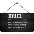Mum Definition Wood Sign Rustic Hanging Wall Sign Black 6X12 Inch Wood