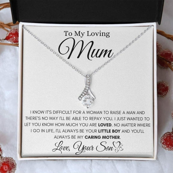 Mum Gift From Son | Mother & Son Necklace | Mother's Day, Birthday, Christmas Gift | Meaningful Present for Mum with Heartfelt Message Card