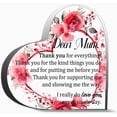 thumbnail image 1 of Mum Gift Thank You Mum Clear Desk Decorative Sign Keepsake Present Floral Mom Acrylic Plaque With Wo Unique Acrylic Heart Shaped Plaque Desk Decorations Present Gifts 4X4In, 1 of 4