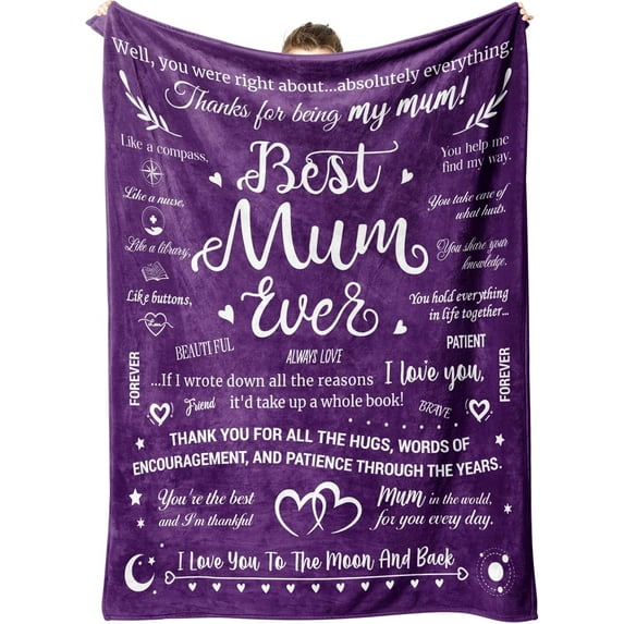 Mum Gifts, Blanket Gifts for Mum from Daughter Son, Mum Birthday Gifts, Presents for Mum Mummy on Valentine's Mothers Day Christmas, Best Mum Ever Fluffy Blanket 50 x 60 IN