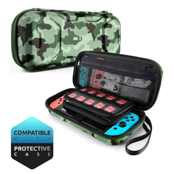 Mumba Carrying Case for Nintendo Switch, Deluxe Protective Travel Carry Case Pouch for Nintendo Switch Console & Accessories [Dual Protection] [Large Capacity] (Camouflage)