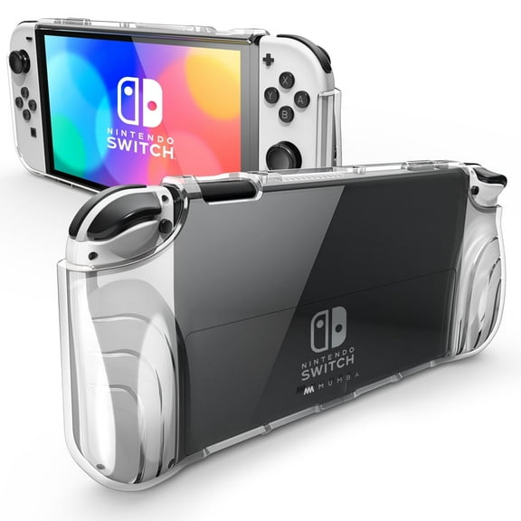 Mumba Case for Nintendo Switch OLED 2021, [Thunderbolt Series] Protective Clear Cover with TPU Grip Compatible with Nintendo New Switch OLED 7 Inch Console and Joy-Con Controller (Clear)