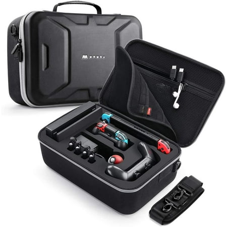 Mumba Deluxe Carrying Case for Nintendo Switch, Large Capacity Travel Storage Pouch for Switch Console & Accessories - Black
