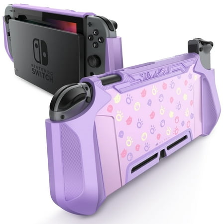Mumba Dockable Case Compatible for Nintendo Switch, [Blade Series] TPU Grip Protective Cover Case with Ergonomic Design and Comfort Grip (Light Purple)