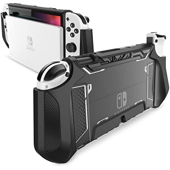 Mumba Dockable Case for Nintendo Switch OLED 2021, [Blade Series] TPU Grip Protective Cover Accessories Compatible with Nintendo Switch OLED and Joy-Con Controller (Black)