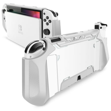 Mumba Dockable Case for Nintendo Switch OLED 2021, [Blade Series] TPU Grip Protective Cover Accessories Compatible with Nintendo Switch OLED and Joy-Con Controller (Gray)