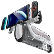 Mumba Dockable for Nintendo Switch 2 Case Cover with Flip Stand,Ergonomic Switch 2 Grip Protective Cover Holds 5 Game Cards & 2 TF Cards TPU Accessories and Quick-Release Joy-Con Design Shell -Silver