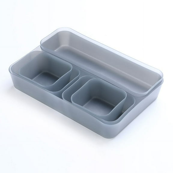 Mumba Drawer Organizer Pack of 7, Desktop, Drawer & Flatware Organizer Storage (Gray, Pack of 7)