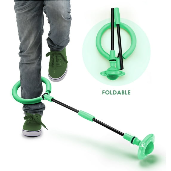 Mumba Kids Foldable Ankle Skip Ball Flash Jump Colorful Sports Swing Ball, Fitness Jump Rope Burning Game for Adults and Children (Green)