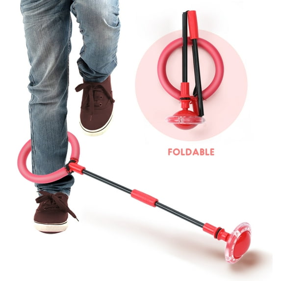 Mumba Kids Foldable Ankle Skip Ball Flash Jump Colorful Sports Swing Ball, Fitness Jump Rope Burning Game for Adults and Children (Red)