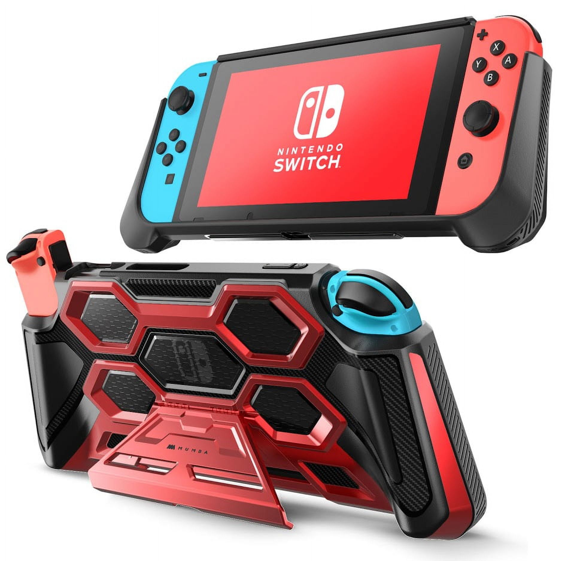 Mumba Protective Case for Nintendo Switch, [Battle Series] Heavy Duty Grip  Cover for Nintendo Switch Console with Comfort Padded Hand Grips and  Kickstand (Red) - Walmart.com