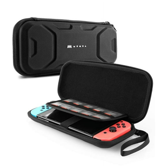 Mumba Ultra Slim Hard Shell Carrying Case for Nintendo Switch Console with 10 cartridges(Black)