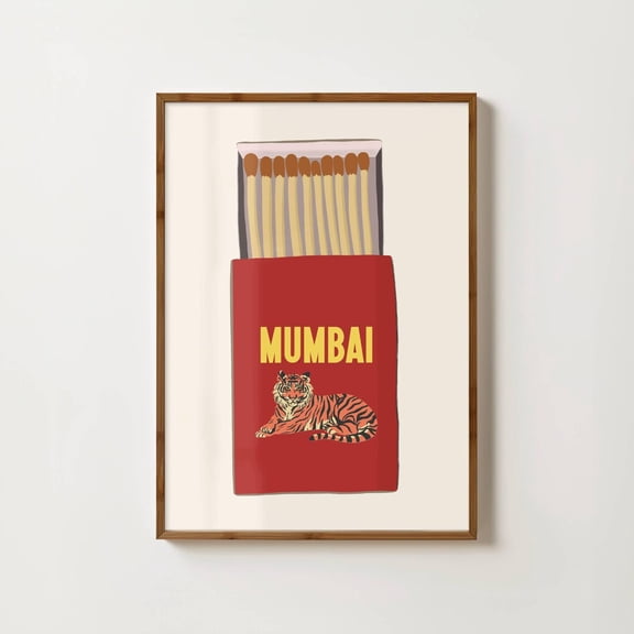 Mumbai Matchbox Print India Travel Mumbai Art India Travel Bar Cart Decor Matches Art Mumbai Travel Print Retro Matchbook Home Decor #1083, Unframed Poster Size 8x12