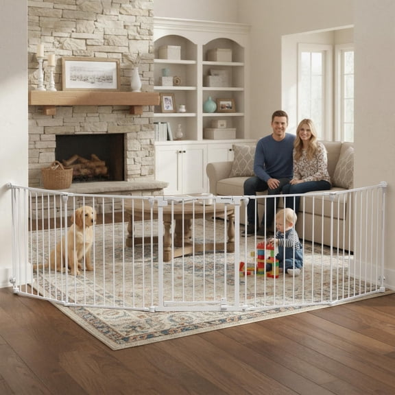 Mumeasy 126" Extra Wide Baby Gate for Doorways, Stairs & Fireplace, Indoor