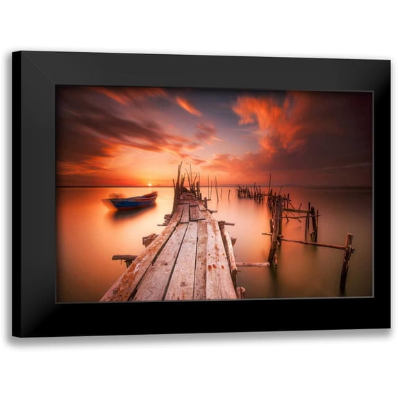 Mumford, Andy 24x17 Black Modern Framed Museum Art Print Titled - Red Sunset at Carrasqueira, Alentejo