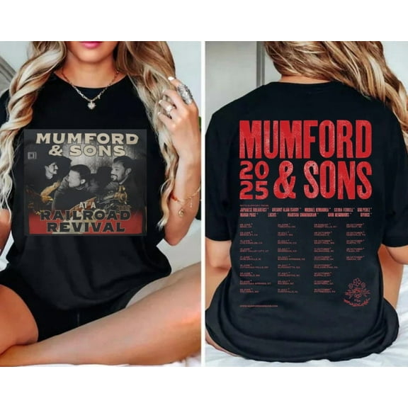 Mumford & Sons Tour 2025 Unisex T-Shirt, Folk Rock Band Tee,Black Color,Size M