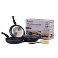 thumbnail image 1 of Mumma's LIFE- Non Stick Aluminium Cookware Set 24cm with 3MM Thickness, Dosa Tawa, Kadai with Glass Lid, and Frying Pan Set of 6 Piece (Grey), 1 of 6