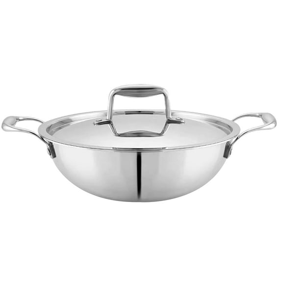 Mumma's LIFE Triply Stainless Steel Kadai (3.1L) | Dia-26cm 2.5mm Thickness | Tri Ply Steel Kadai For Cooking With Heavy Bottom | Gas & Induction Kadhai With Lid For Deep Frying | Karahi For Kitchen