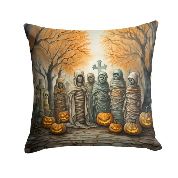 Mummies Spooky Halloween Fabric Decorative Pillow 14 in x 14 in