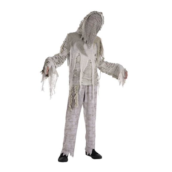 Mummified Costume W/Attached Hood - Medium (8-10) | Cheesecloth | Dirty White | 1 Set
