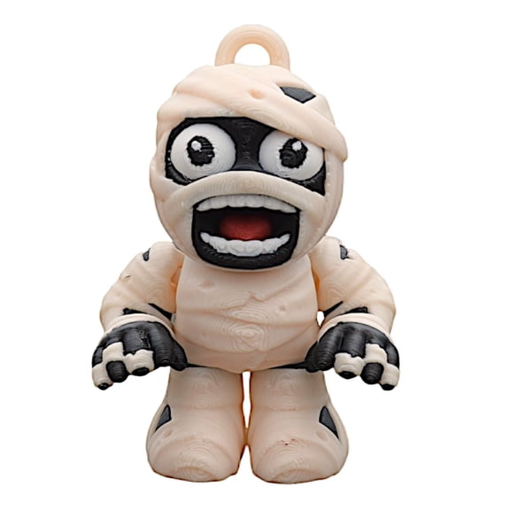 Mummy Animated Decor, Cute Bandage Mummy Ornament with Animated Features, Halloween Indoor/Outdoor Decoration, Perfect for Halloween Parties