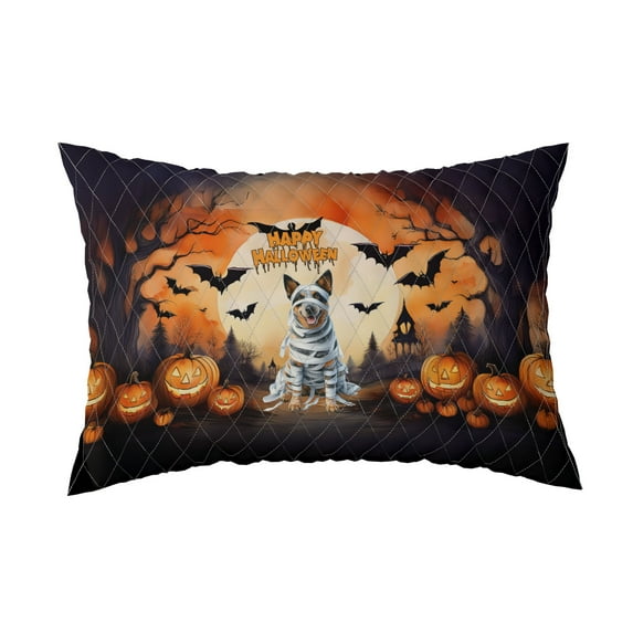 Mummy Australian Cattle Dog Happy Halloween with Pumpkins Bats Spooky Fun Quilt Pillowcase Heeler Lover Gifts Throw Pillow Cover Bed Home Decor - 00019