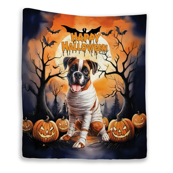 Mummy Boxer Happy Halloween with Pumpkins Bats Spooky Fun Quilt Blanket Boxers Dog Lover Gifts Idea Cozy Comforter Throw Blanket - 00019