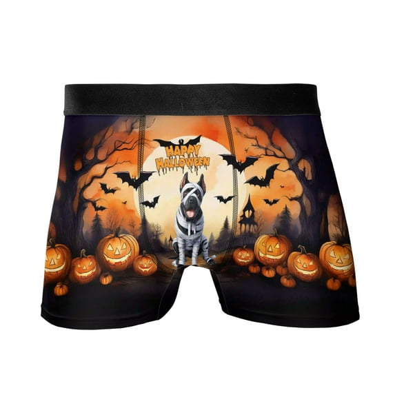 Mummy Cane Corso Happy Halloween with Pumpkins Bats Spooky Fun All Over Print Boxer Briefs Underwear for Men Dad Italian Mastiff Dog Lover Gifts Idea - 00019