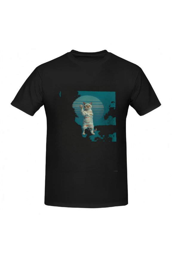 Unisex Mummy Cat Graphic Tee, Black, Short Sleeve