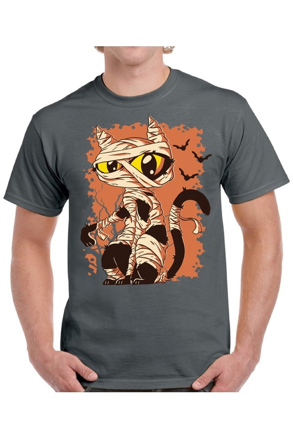Mummy Cat Top Halloween Gift Shirt for Men - S M L XL 2XL 3XL 4XL 5XL Happy Halloween Graphic Tee - Funny Scary Holiday Tee T-Shirt Mens