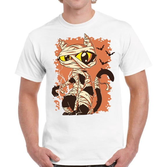 Mummy Cat Top Halloween Gift Shirt for Men - S M L XL 2XL 3XL 4XL 5XL Happy Halloween Graphic Tee - Funny Scary Holiday Tee T-Shirt Mens