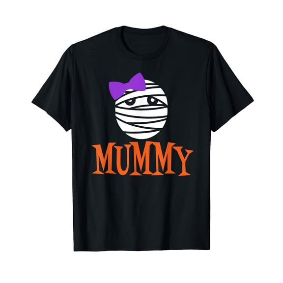 Mummy Deady Matching Mom Dad Halloween Black T-Shirt Casual Cotton Tee