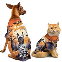 Mummy French Bulldog Happy Halloween with Pumpkins Bats Spooky Fun Hawaiian Summer Shirt for Small Medium Large Dog Cat Dog Lover Gifts - 00019