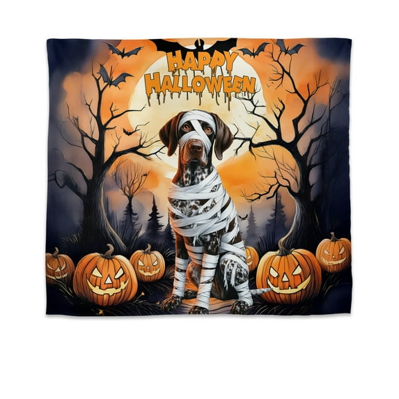 Mummy German Shorthaired Pointer Happy Halloween with Pumpkins Bats Spooky Fun Tapestry GSP Lover Dog Gift Wall Hanging Backdrop Home Decor - 00019
