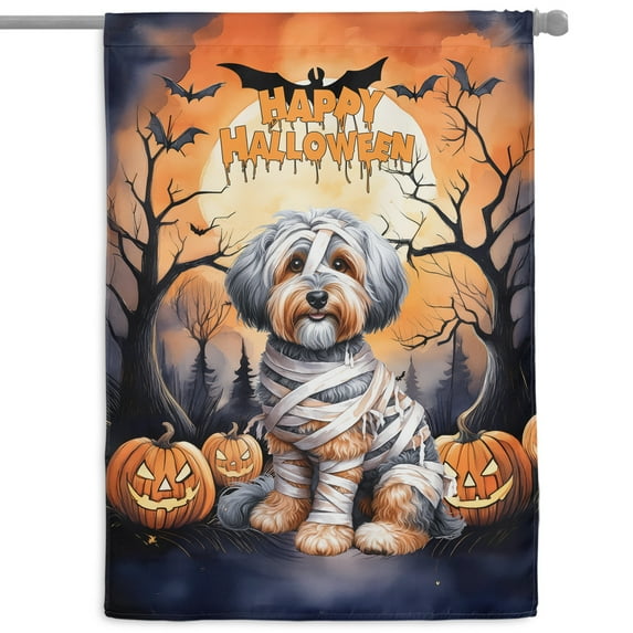 Mummy Havanese Happy Halloween with Pumpkins Bats Spooky Fun House Flag 28x40in Double Sided Havanese Dog Lover Gifts Idea Outdoor Decor - 00019