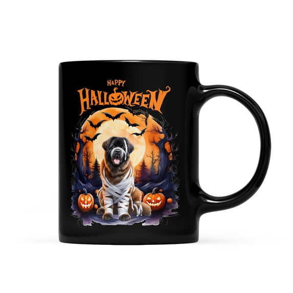 Mummy Newfoundland Happy Halloween with Pumpkins Bats Spooky Fun Mug Newfie Dog Lover Gifts Coffee Tea Cup - 00019